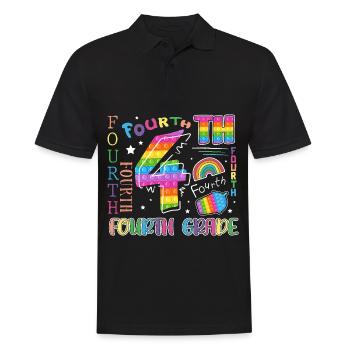 4th Grade Schoolchild First Day of School Fourth Grade - Men's Polo Shirt - black - Front - Kai (181cm)