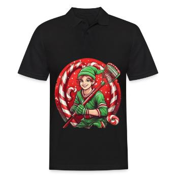 Crosse des elfes de Noël - Polo Homme - noir - Devant - Kai (181cm)
