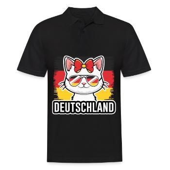 Deutschland Katze Fußball Katzenliebhaber - Männer Poloshirt - Schwarz - Vorne - Kai (181cm)