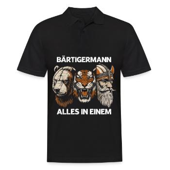 Bärtigermann Bär Tiger Wikinger Starker Mann Bart - Männer Poloshirt - Schwarz - Vorne - Kai (181cm)
