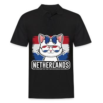 Niederlande Katze Fußball Katzenliebhaber - Männer Poloshirt - Schwarz - Vorne - Kai (181cm)