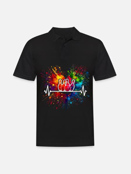 Bowling Herzschlag - Männer Poloshirt - Schwarz
