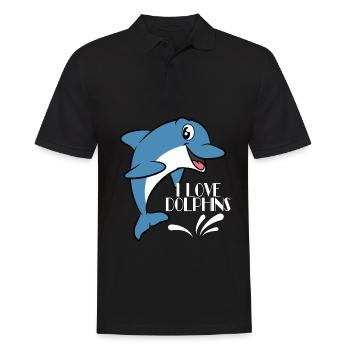 Liebe Delphine, ich liebe Delphine TShirt Delphin - Männer Poloshirt - Schwarz - Vorne - Kai (181cm)