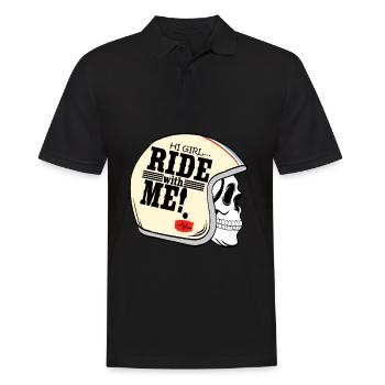 Ein cooles MotocrossTShirt für Reiter "Hi Girl - Männer Poloshirt - Schwarz - Vorne - Kai (181cm)