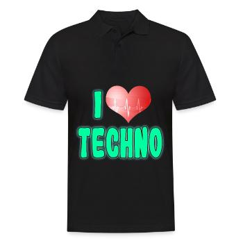 A Techno Tee For Music Lovers Saying "I Love - Men's Polo Shirt - black - Front - Kai (181cm)