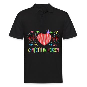 Colorful Tee "Konfetti Im Herzen" Which Means " - Men's Polo Shirt - black - Front - Kai (181cm)