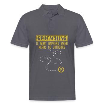 "Geocaching ist das, was passiert, wenn Nerds ins - Männer Poloshirt - Anthrazit - Vorne - Nico (186cm)