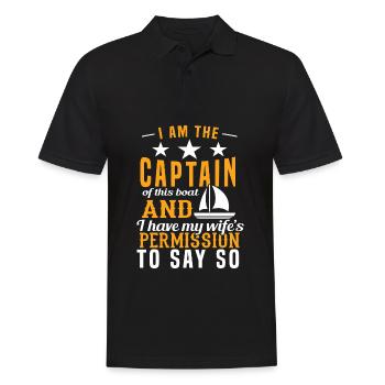 BootfahrenDesignKapitän Tshirt "Ich bin der - Männer Poloshirt - Schwarz - Vorne - Kai (181cm)