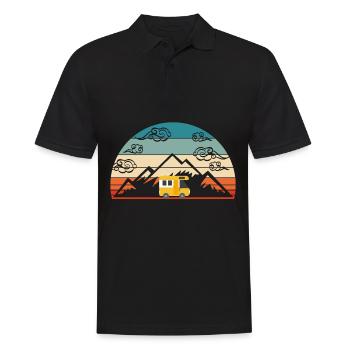 Retro Vintage Camping Tee For Campers "Van" - Men's Polo Shirt - black - Front - Kai (181cm)
