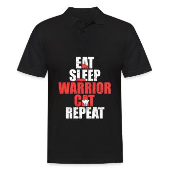 Mangez des tshirts Sleep Warrior Cat Repeat - Polo Homme - noir - Devant - Kai (181cm)