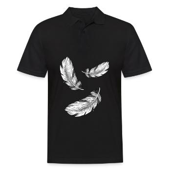Feathers White Vneck Shirts für Frauen Indianer - Männer Poloshirt - Schwarz - Vorne - Kai (181cm)