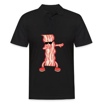 Quand le bacon est amour, le bacon est la vie " - Polo Homme - noir - Devant - Kai (181cm)
