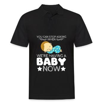 Title of tee-shirt de parentalité grossesse: - Polo Homme - noir - Devant - Kai (181cm)
