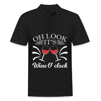 Oh Look It's Wine O'clock Tee For Alcoholic - Men's Polo Shirt - black - Front - Kai (181cm)