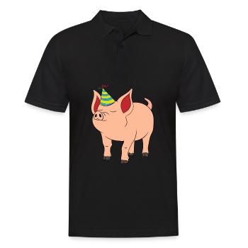 Celebration Party Pink Pig Farmer Oink Farm Barn - Männer Poloshirt - Schwarz - Vorne - Kai (181cm)