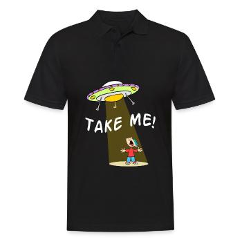 Take Me Human Sky Universe T-shirt Design Aliens - Polo Homme - noir - Devant - Kai (181cm)