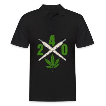 240 Green Cannabis Shirt For High People Weed - Men's Polo Shirt - black - Front - Kai (181cm)