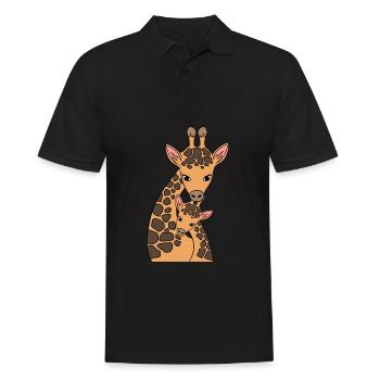 Fête des mères maman maman girafe grands animaux - Polo Homme - noir - Devant - Kai (181cm)