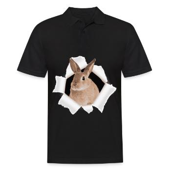 Lapin regardant à travers le trou - Polo Homme - noir - Devant - Kai (181cm)