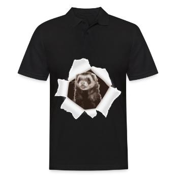 Belette regardant à travers le trou - Polo Homme - noir - Devant - Kai (181cm)