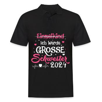 Ich werde eine große Schwester 2024 - Männer Poloshirt - Schwarz - Vorne - Kai (181cm)