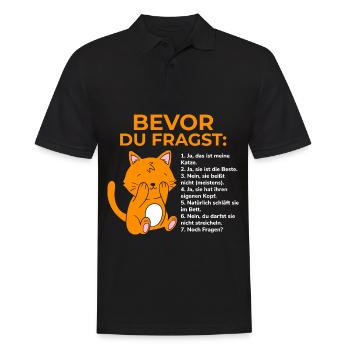 Bevor Du Fragst Das Ist Meine Katze - Männer Poloshirt - Schwarz - Vorne - Kai (181cm)