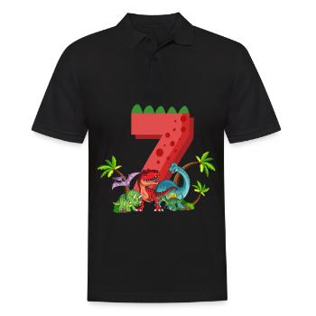 7 ans anniversaire dinosaure dinosaure j’ai 7 ans - Polo Homme - noir - Devant - Kai (181cm)