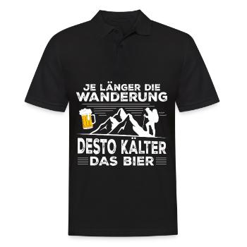 Je länger die Wanderung desto kälter das Bier - Männer Poloshirt - Schwarz - Vorne - Kai (181cm)