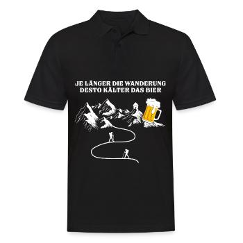 Je länger die Wanderung desto kälter das Bier - Männer Poloshirt - Schwarz - Vorne - Kai (181cm)
