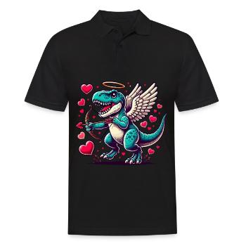 T-Rex mit Pfeil und Bogen Dinosaurier Valentinstag - Männer Poloshirt - Schwarz - Vorne - Kai (181cm)