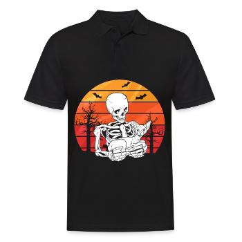 Skeleton Sphynx Cat - Men's Polo Shirt - black - Front - Kai (181cm)
