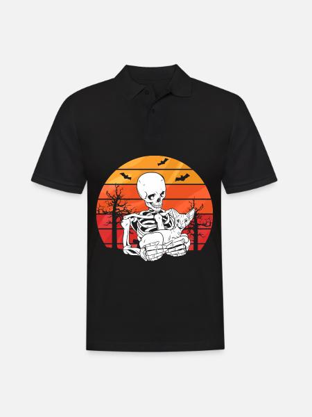Skeleton Sphynx Cat - Men's Polo Shirt - black