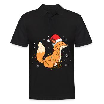 Renard avec bonnet de Père Noël - Polo Homme - noir - Devant - Kai (181cm)