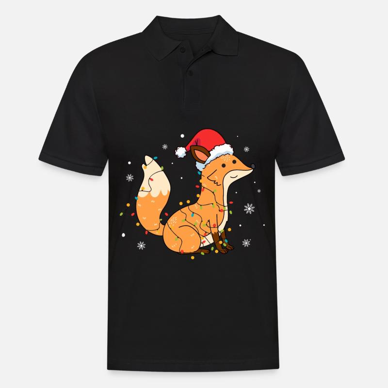 Fuchs mit Weihnachtsmütze - Männer Poloshirt - Schwarz