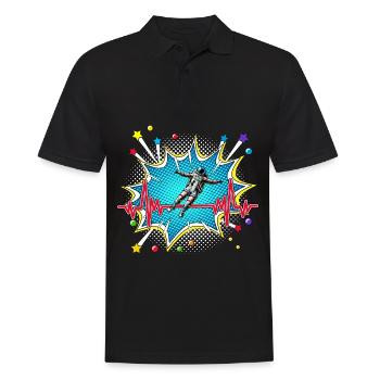 Motorradfahrer Pop Art Comic Retro Herzschlag - Männer Poloshirt - Schwarz - Vorne - Kai (181cm)