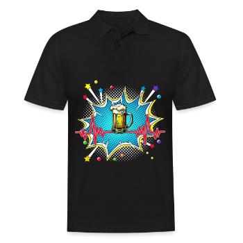 Bier Pop Art Comic Retro Herzschlag - Männer Poloshirt - Schwarz - Vorne - Kai (181cm)