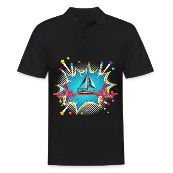 Skifahrer Pop Art Comic Retro Herzschlag - Männer Poloshirt - Schwarz - Vorne - Kai (181cm)