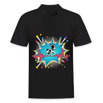 Beagle Pop Art Comic Retro Herzschlag - Männer Poloshirt - Schwarz - Vorne - Kai (181cm)