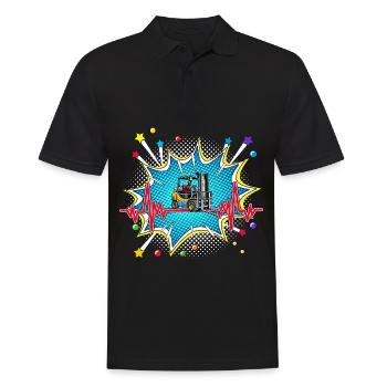 Trompete Pop Art Comic Retro Herzschlag - Männer Poloshirt - Schwarz - Vorne - Kai (181cm)