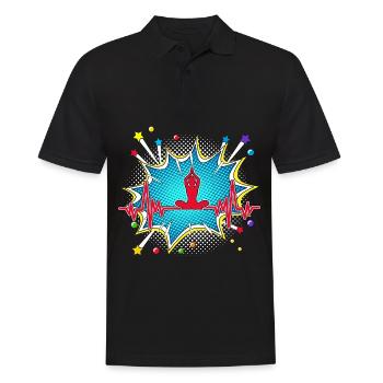 Fußball Pop Art Comic Retro Herzschlag - Männer Poloshirt - Schwarz - Vorne - Kai (181cm)