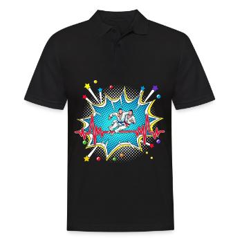 Lama Pop Art Comic Retro Herzschlag - Männer Poloshirt - Schwarz - Vorne - Kai (181cm)