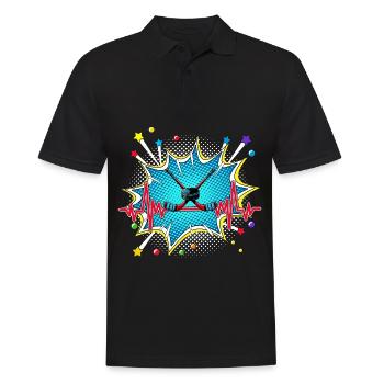 Tischtennis Pop Art Comic Retro Herzschlag - Männer Poloshirt - Schwarz - Vorne - Kai (181cm)