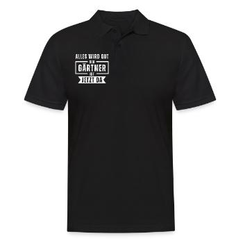Alles wird gut, der Gärtner ist jetzt da. Spruch - Männer Poloshirt - Schwarz - Vorne - Kai (181cm)