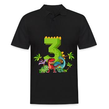 3 ans anniversaire dinosaure dinosaure j’ai 3 ans - Polo Homme - noir - Devant - Kai (181cm)