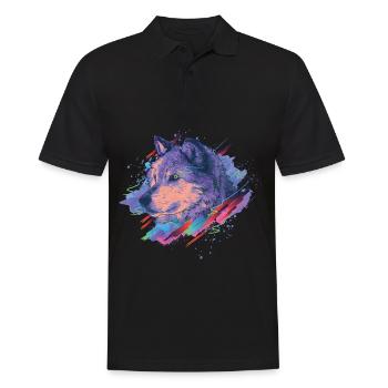 Wolf Splash - Männer Poloshirt - Schwarz - Vorne - Kai (181cm)