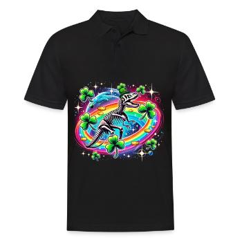 Dino St. Patrick's Day Skelett Kleeblatt - Männer Poloshirt - Schwarz - Vorne - Kai (181cm)