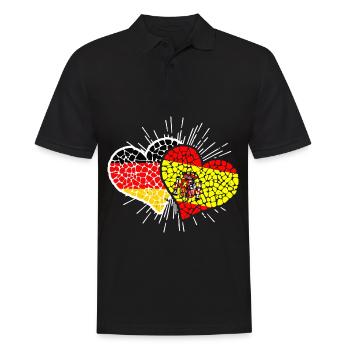 Deutschland Spanien Herzen Fußball Länderspiel - Männer Poloshirt - Schwarz - Vorne - Kai (181cm)