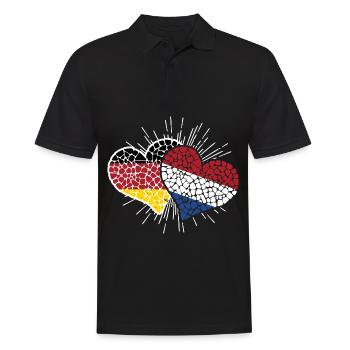 Deutschland und Niederlande Fußball Mosaik Herzen - Männer Poloshirt - Schwarz - Vorne - Kai (181cm)