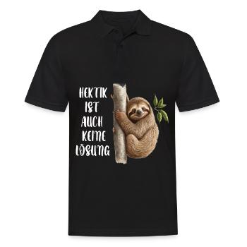 Hektik Ist Auch Keine Lösung Faultier - Männer Poloshirt - Schwarz - Vorne - Kai (181cm)