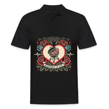 Herzschlag Grill - Männer Poloshirt - Schwarz - Vorne - Kai (181cm)
